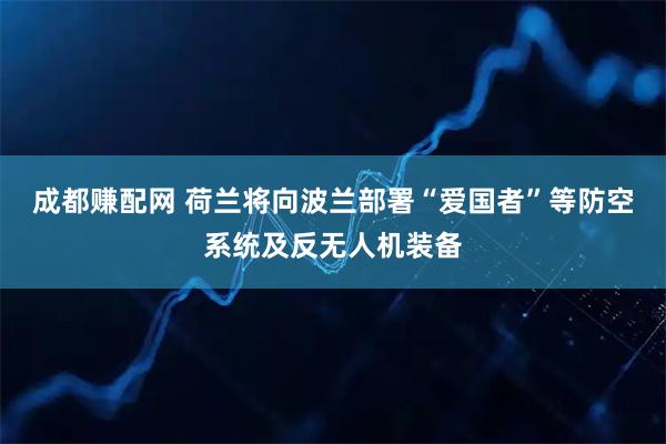 成都赚配网 荷兰将向波兰部署“爱国者”等防空系统及反无人机装备