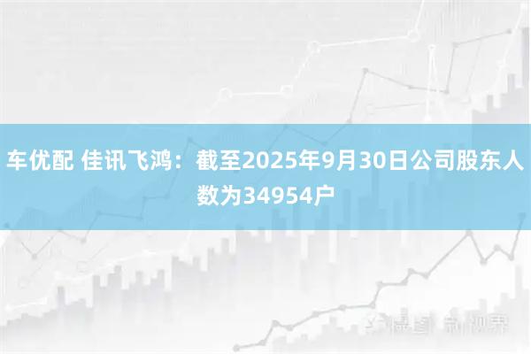 车优配 佳讯飞鸿：截至2025年9月30日公司股东人数为34954户